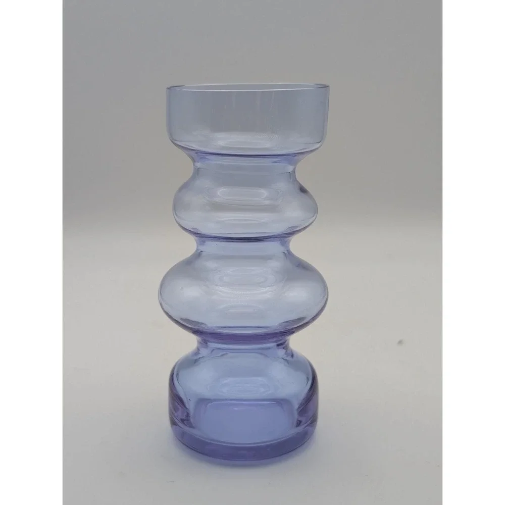 Set of 3 Lavender Purple Bubble Glass Vases Mid Century Modern Stacked Bud Vases